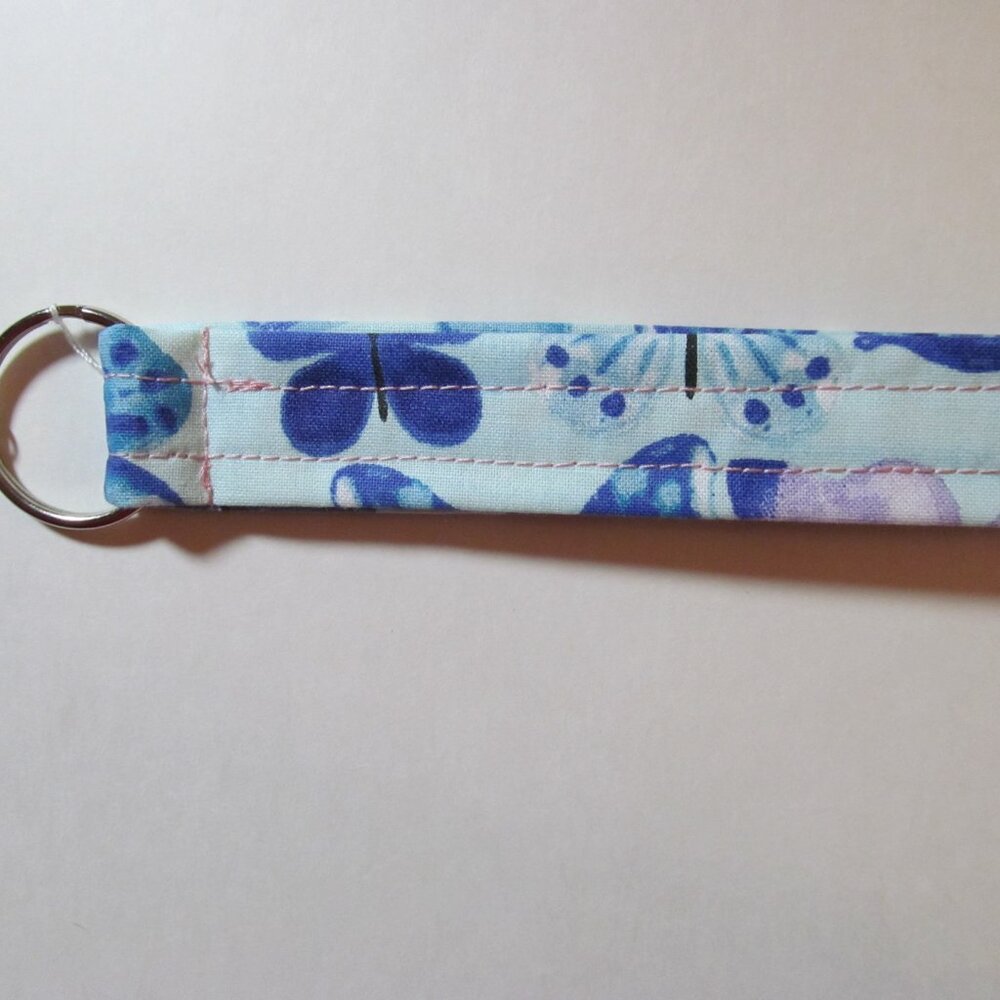 Blue Butterfly Wristlet Strap Keychain #13112026